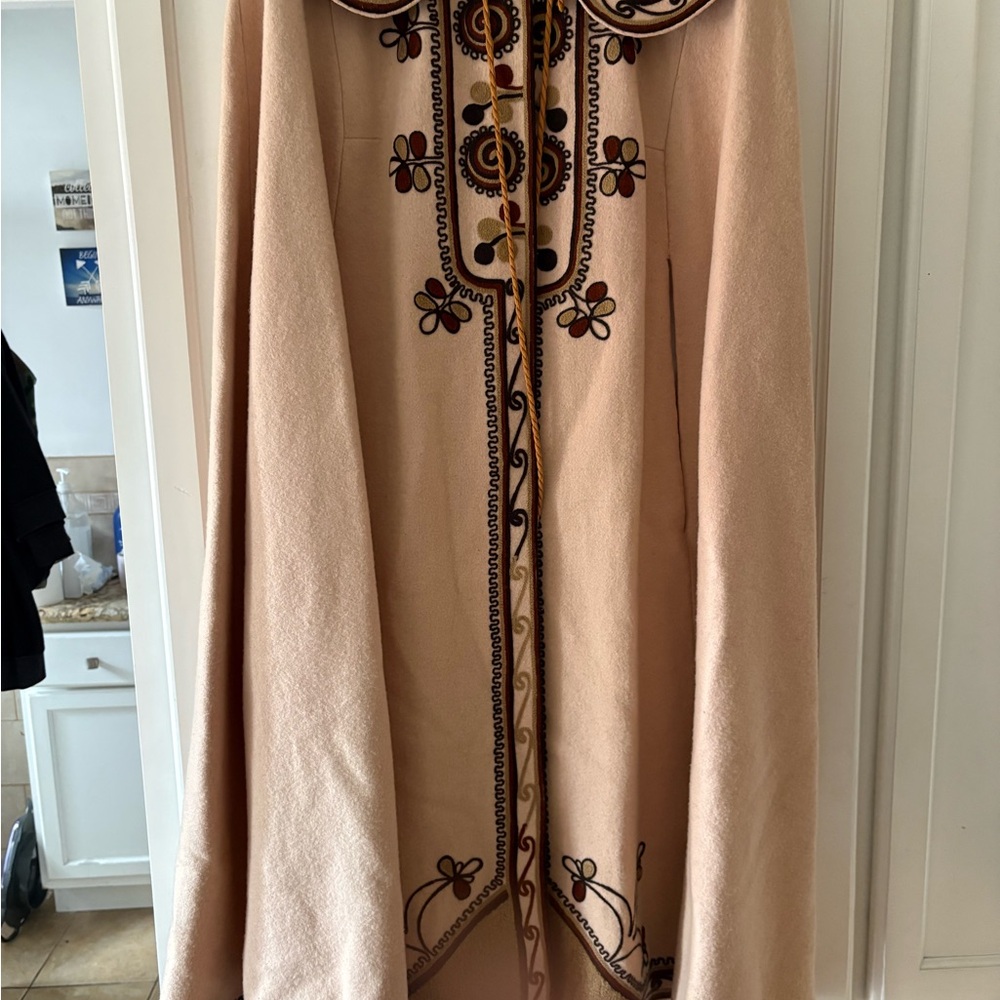 Embroidered Beige Cape